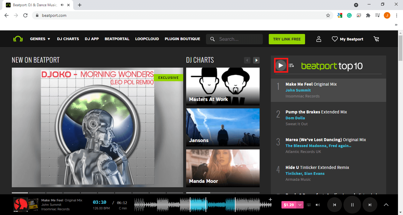 Save Beatport Music, start recording 