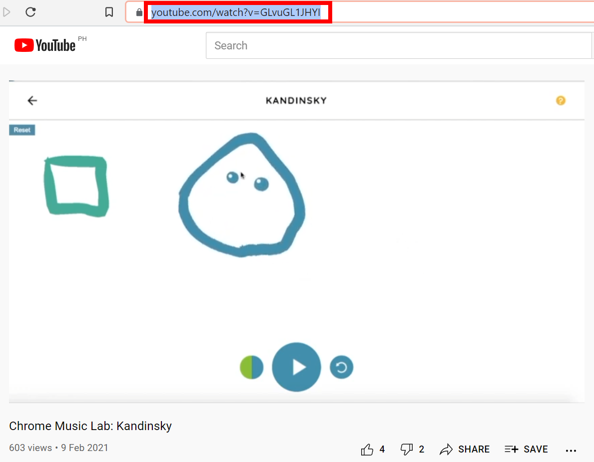 Chrome Music Lab Kandinsky tutorial, copy link