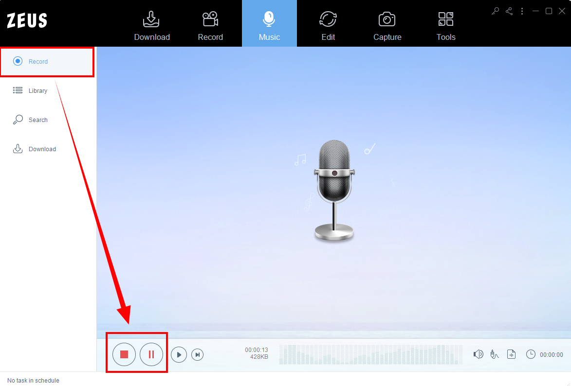 download songs from jango, stop or pause recording