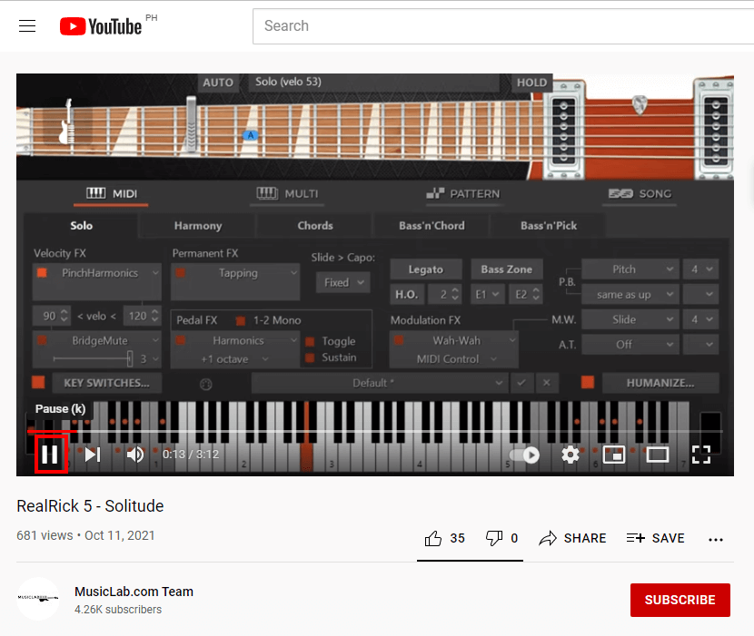 download musicLab, play button