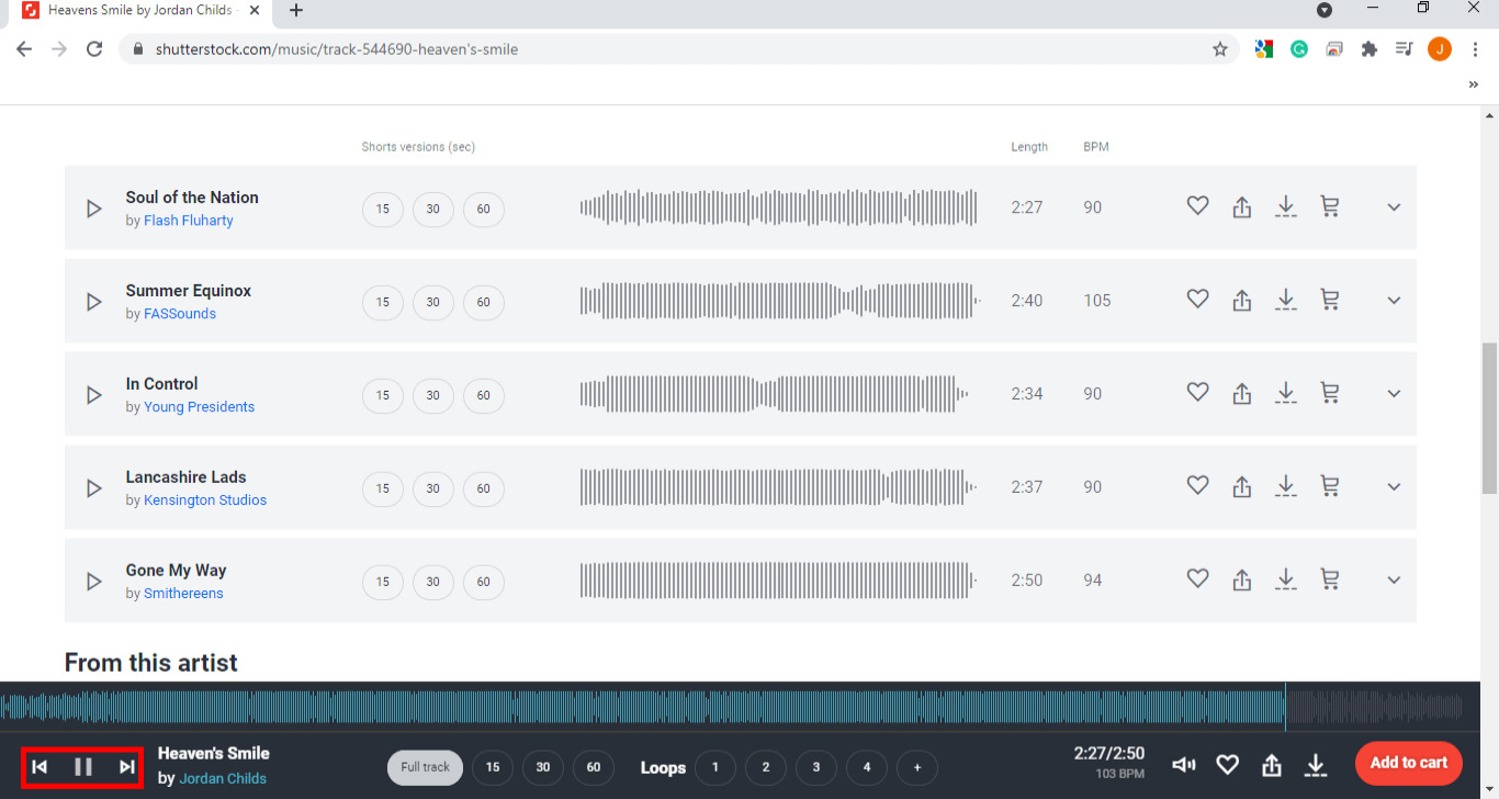 Record Shutterstock Music, start recording 